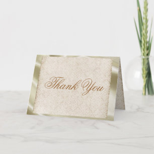 Ivory Lace on Ivory Silk Thank You Card