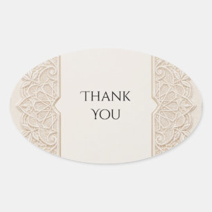 Ivory Lace Ornamental Thank You Sticker