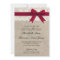 Ivory Lace Red Ribbon Burlap Wedding Invitation