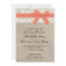 Ivory Lace Rustic Burlap Wedding Invitation- Coral
