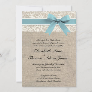 Ivory Lace Rustic Burlap Wedding Invite Glacier