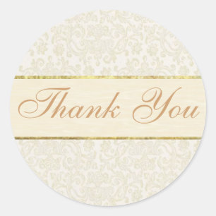 Ivory Lace Thank You Sticker/Seal Classic Round Sticker