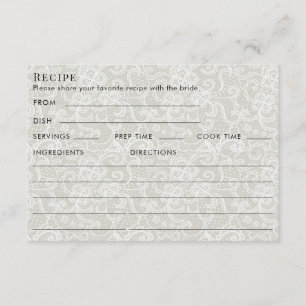 Ivory Lace Theme Recipe For Bride Bridal Shower Enclosure Card