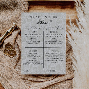 Ivory Lace What's In Your Phone Bridal Shower Game Invitation
