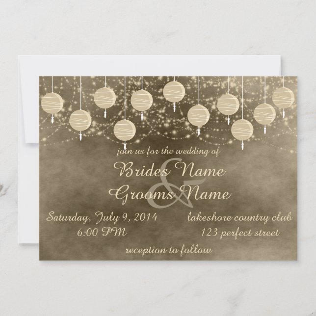 Ivory Lanterns Wedding Invitation (Front)