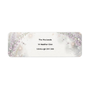 Ivory Lavender Dragonfly Botanical Return Address