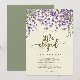 ivory lavender modern we eloped invitation