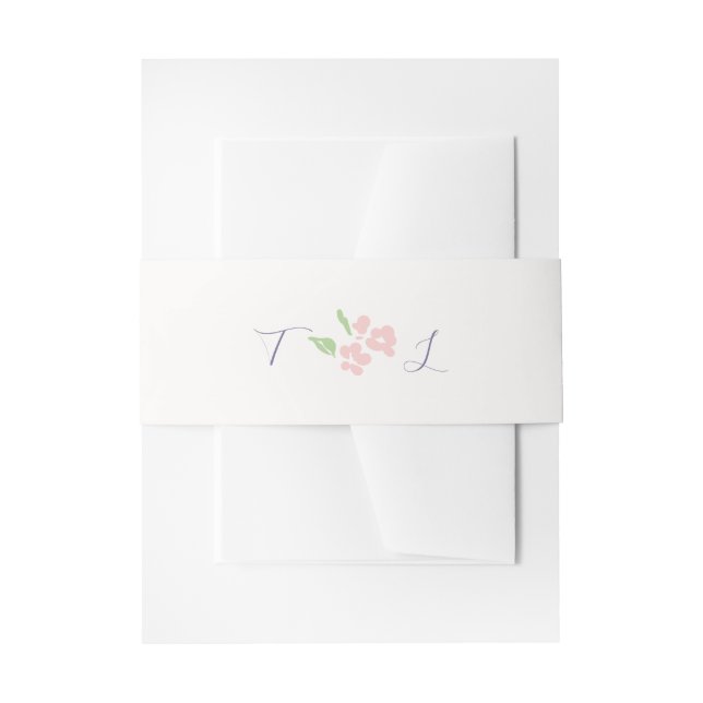 Ivory | Lavender Script Wedding Invitation Belly Band (Front Example)
