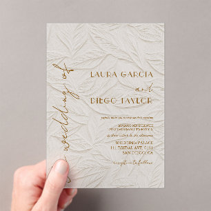 Ivory Leaves Wedding Acrylic Matte Invitations