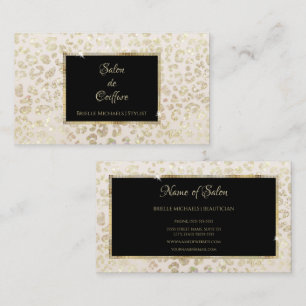 Ivory Leopard Black Salon Business Card