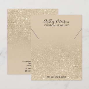 Ivory light gold glitter jewellery necklace displa thank you card