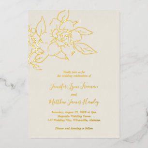 Ivory Line Art Floral Elegant Wedding