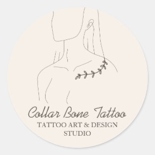 Ivory Linen Colour Collar Bone Salon Tattoo Classic Round Sticker