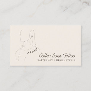 Ivory Linen Colour Collar Bone Tattoo Business Card