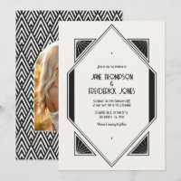 Ivory Linen & Jet Black Art Deco Wedding Photo