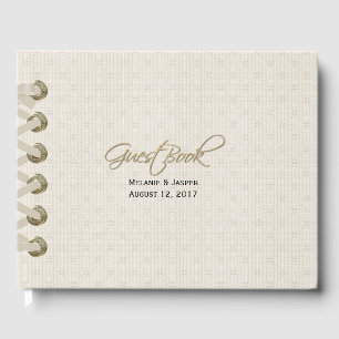 Ivory Linen Look Custom Wedding Guest Book