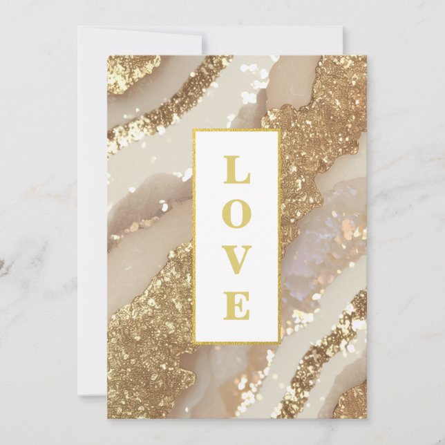 *~ Ivory LOVE AR66 QR  + RSVP Agate Wedding Invitation (Front)