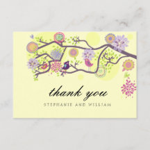 Ivory Love Birds Wedding Thank You Card