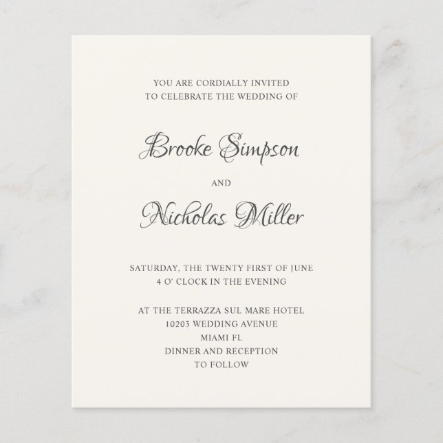 IVORY | LOW COST Simple Elegant Minimal Wedding (Front)