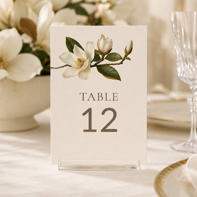 Ivory Magnolia Elegant Wedding Table Number (Ivory Magnolia Elegant Wedding Table Number)
