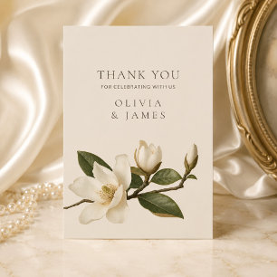 Ivory Magnolia Elegant Wedding Thank You Card