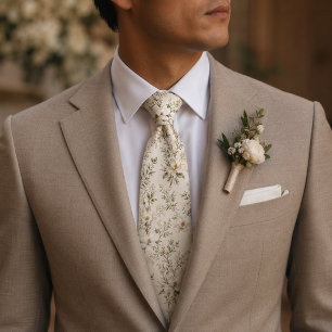 Ivory Magnolia Floral Tie