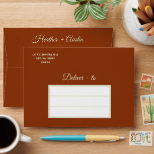 Ivory Magnolia Flower Rusty Wedding Envelope