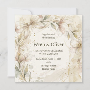 Ivory Magnolia Wedding Invitation