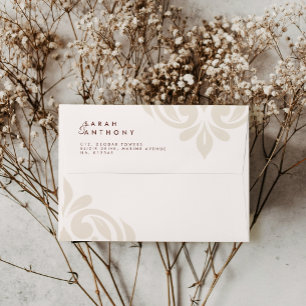 Ivory Mahogany Classic Elegant Wedding Damask Envelope
