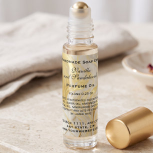 Ivory Marble and Faux Gold Perfume Roller Bottle Square Sticker