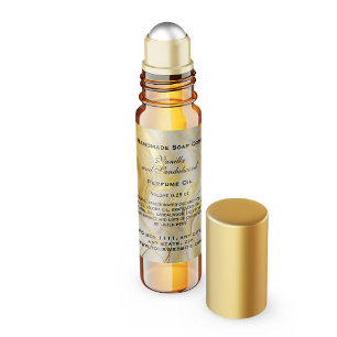 Ivory Marble and Faux Gold Perfume Roller Bottle Square Sticker