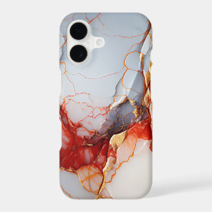 Ivory Marble with Crimson & Gold Veins