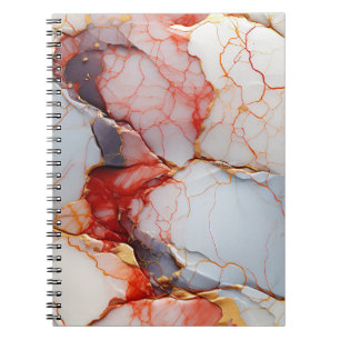 Ivory Marble with Crimson & Gold Veins Notebook