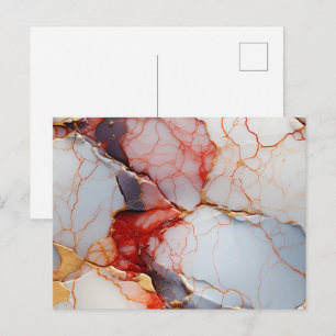 Ivory Marble with Crimson & Gold Veins Postcard
