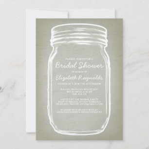 Ivory Mason Jar Bridal Shower Invitations