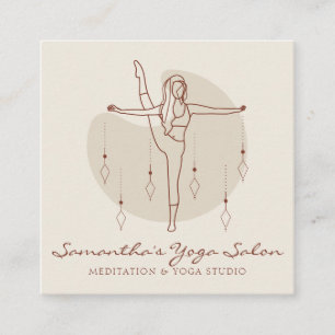 Ivory Meditation Pose Yoga Pilates Spiritual Gym Square Business Card