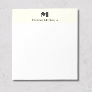 Ivory Minimal Personalised Name Letter Monogram Notepad