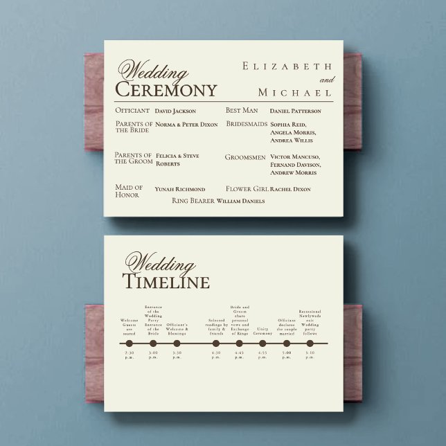 Ivory Minimalist Boho Wedding Program Timeline Menu (Creator Uploaded)