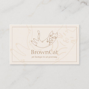 Ivory Minimalist Cute Pet Cat Business Card