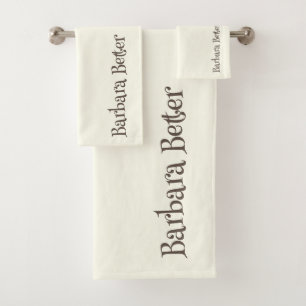 Ivory Minimalist Funny Monogram Signature  Bath Towel Set