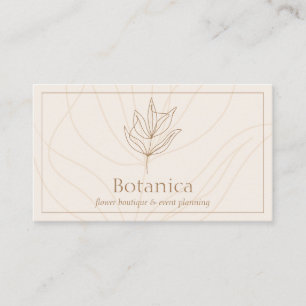 Ivory Minimalist Leaf Fern Flower Business Card