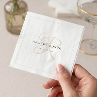 Ivory Minimalist Monogram Wedding Napkins