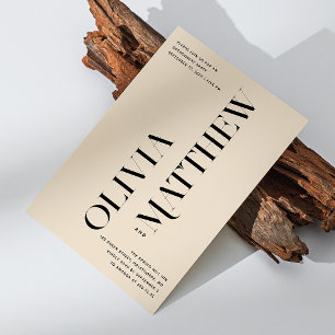 Ivory minimalist photo wedding engagement party invitation