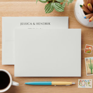 Ivory Minimalist Return Address Wedding Envelope