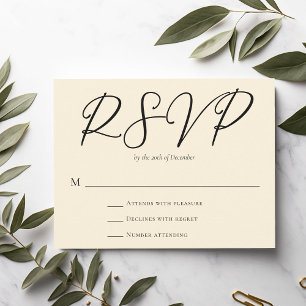 Ivory Minimalist Typography Wedding RSVP Card