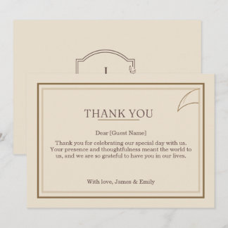 Ivory Minimalist Wedding Thank You Card | Matching