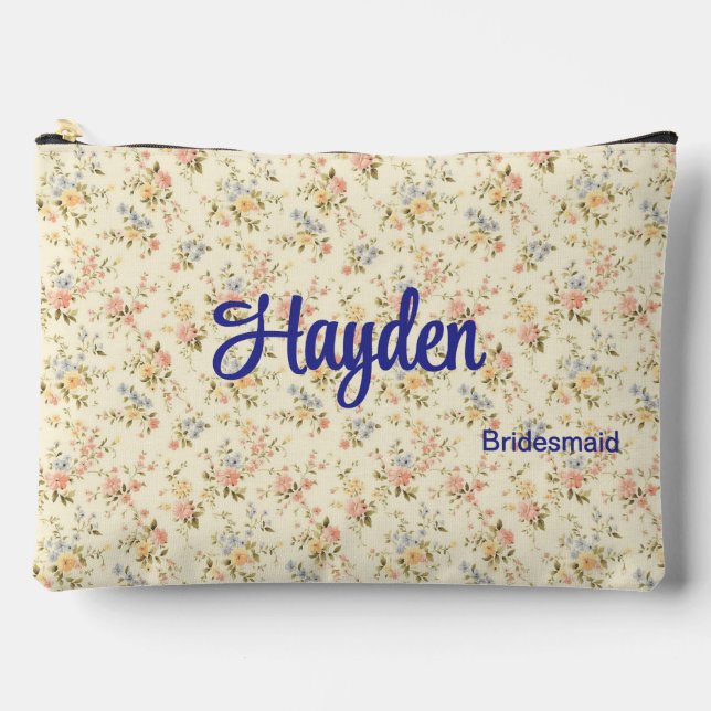 Ivory Mixed Bouquet Romantic Floral Wedding Party Accessory Pouch (Front)