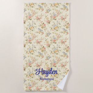 Ivory Mixed Bouquet Romantic Floral Wedding Party Beach Towel