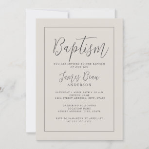 Ivory Modern Baptism Invitation