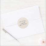 Ivory Modern Bride and Groom Names Wedding Classic Round Sticker<br><div class="desc">Modern minimal wedding seals</div>